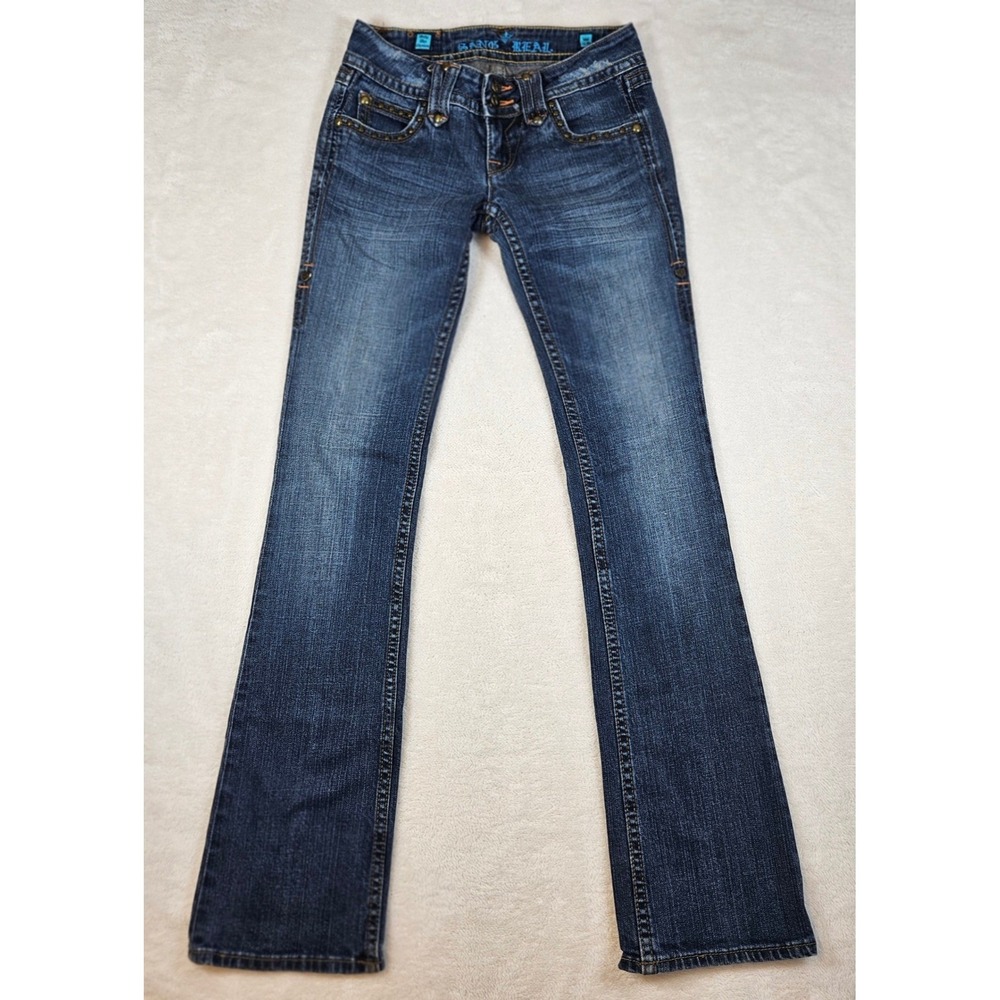 Sang Real King George III Bootcut Jeans Dark Wash Studded Blue Denim Size 26